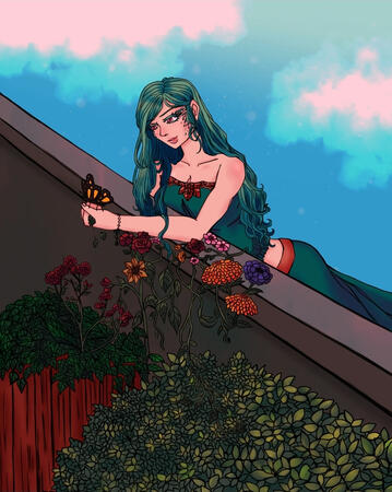 Women with Butterfly